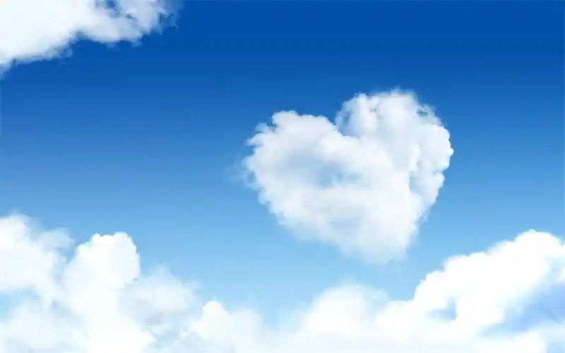 蓝色唯美心形白云ppt背景图片