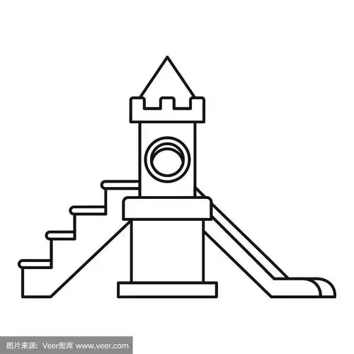 儿童滑梯游乐场图标轮廓风格