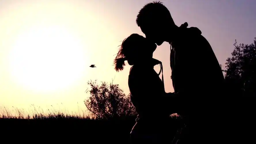 电脑壁纸 摄影壁纸 时光记忆 黄昏下的情侣拥抱亲吻