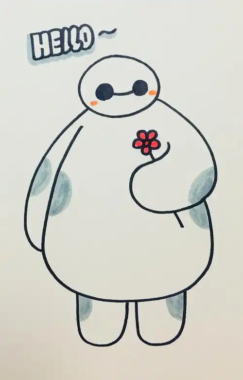 每天一张简笔画萌神大白内含详细步骤