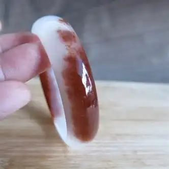 chanvenuel品牌新疆戈壁玉手镯戈壁玉丝玉手镯带皮女款玉镯子手镯内径