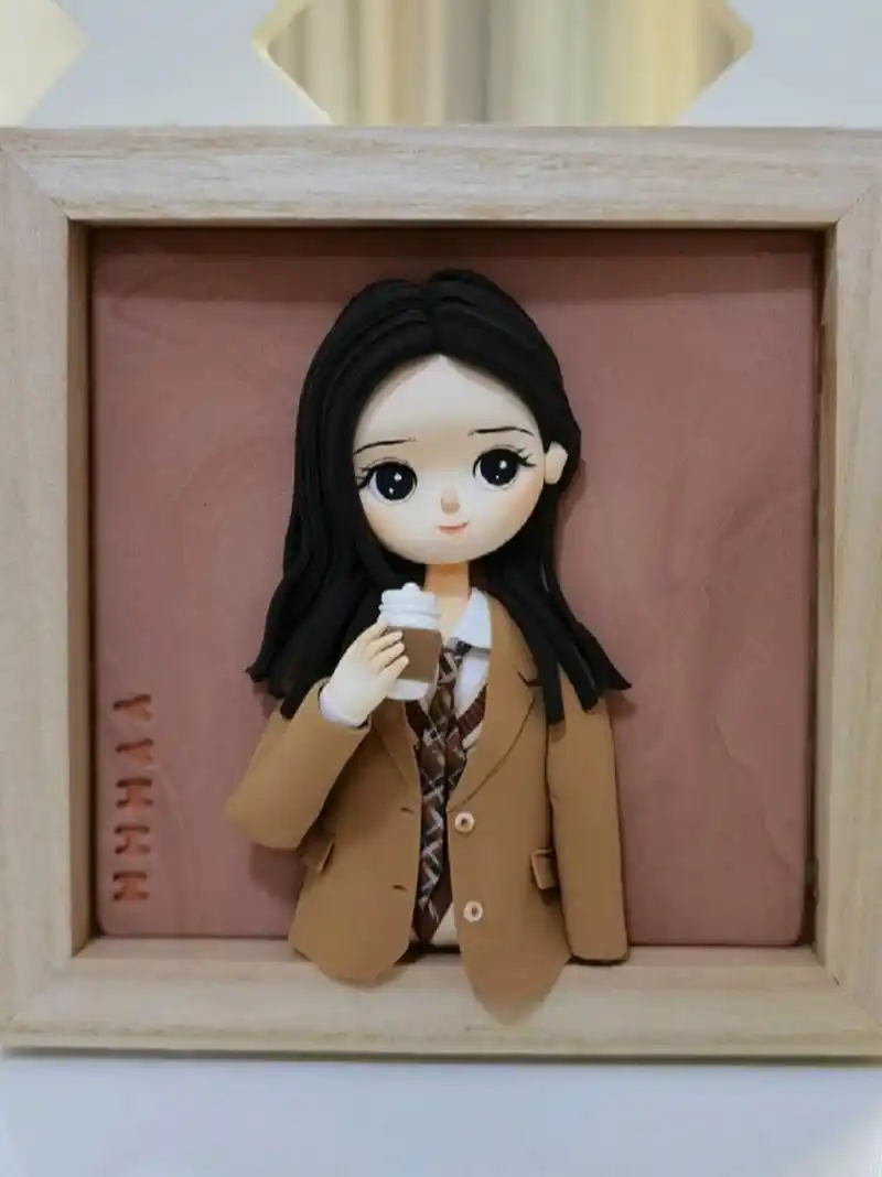 英伦学院风长发女孩,超轻粘土手工制作过程 喜欢的点赞收藏哟!