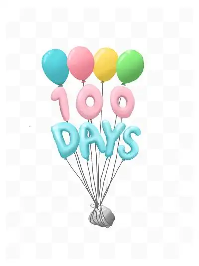 多彩气球百 i>日 /i>宴100天卡通可爱清新手绘 i>风 /i>