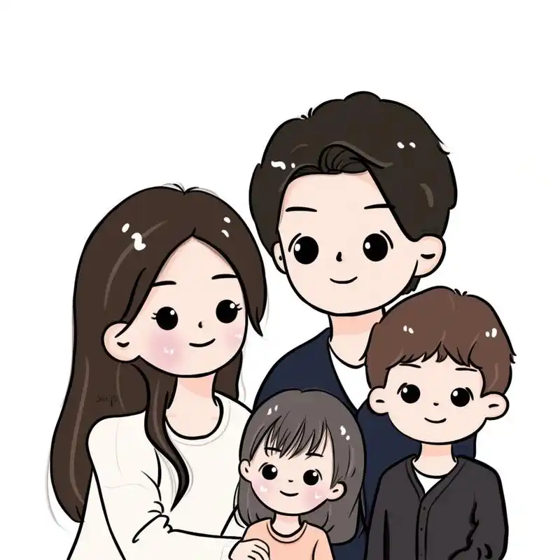 四口之家头像一女一儿图片  四口之家,幸福满满,温馨如春9393.