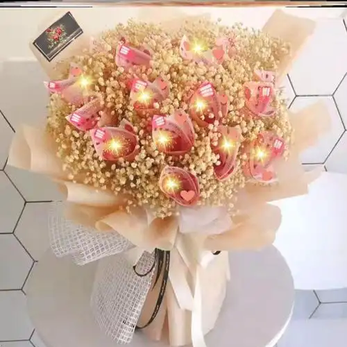 有钱花花束diy材料包人民币花束礼盒送女朋友七夕情人节生日礼物