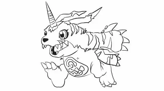 [小林简笔画]如何绘画动画片《数码宝贝》中的可爱加布兽简笔画教程