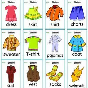 001人付款淘宝英语彩图分类单词卡英文闪卡大卡片服装衣鞋配饰英语