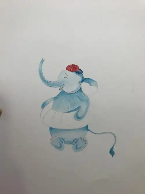 彩铅画第五幅一萌萌哒小象