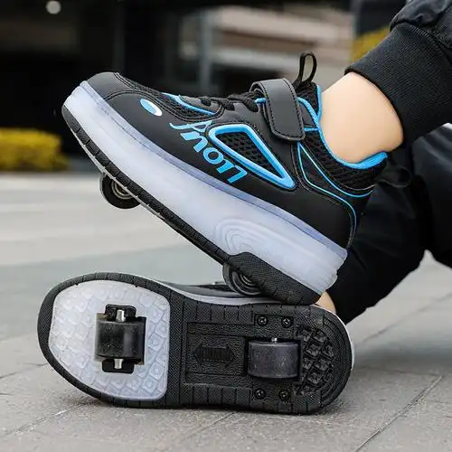 两轮滑轮鞋新款女童溜冰鞋暴走鞋2023年春秋季鞋童儿童带轮子子