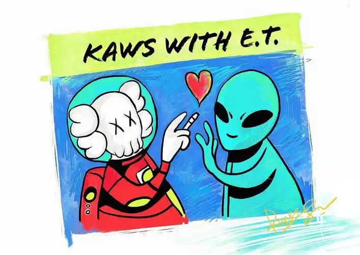 潮牌插画kaws with aj系列