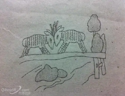 看图写话黑羊和白羊过独木桥