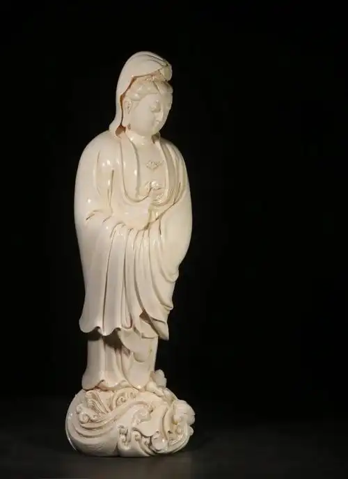 5公分德化白瓷渡海观音立像 - 抖音