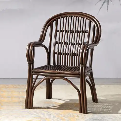 藤椅老人椅家用天然真藤藤编椅子滕椅靠背椅新中式单人藤条椅腾椅