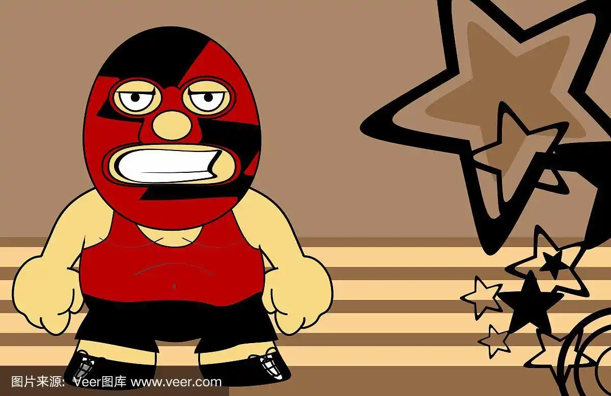 脾气暴躁的墨西哥摔跤手卡通表情背景