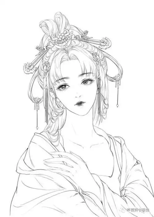 作品展示|彩铅画《古代美女》