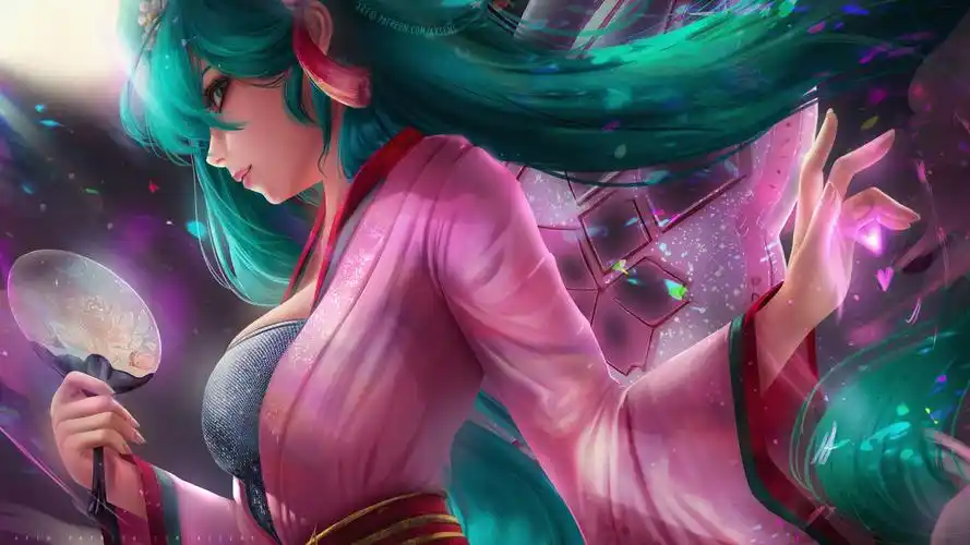 初音长发美少女粉色裙子初音未来高清壁纸