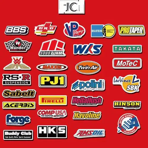 100张racingcar赛车标志手账手机滑板行李箱防水笔记本炫彩贴