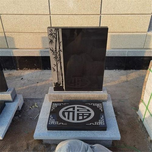 石雕墓碑定制 中国黑墓碑农村土葬简易石碑刻字 公墓陵园组合套碑
