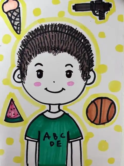 自画像儿童画_小红书