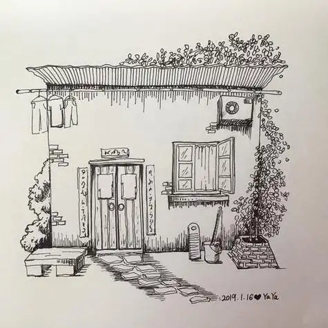 农村老房子简笔画 农村老房子简笔画涂色