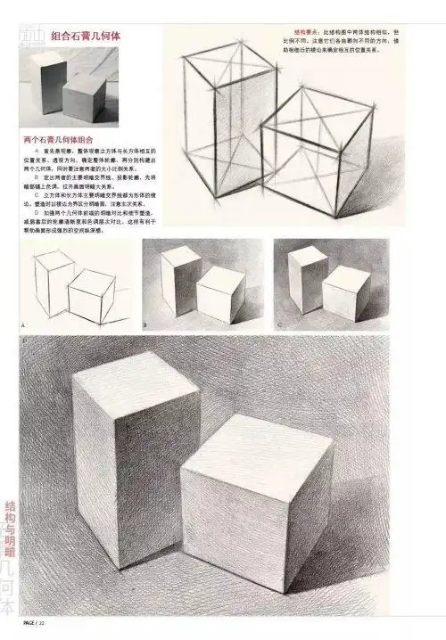 石膏素描几何体组合体素描静物组合体知识点