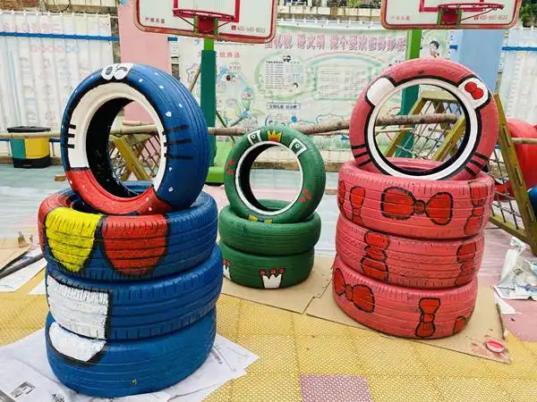 丹江口巧手绘轮胎让废旧轮胎变成艺术品