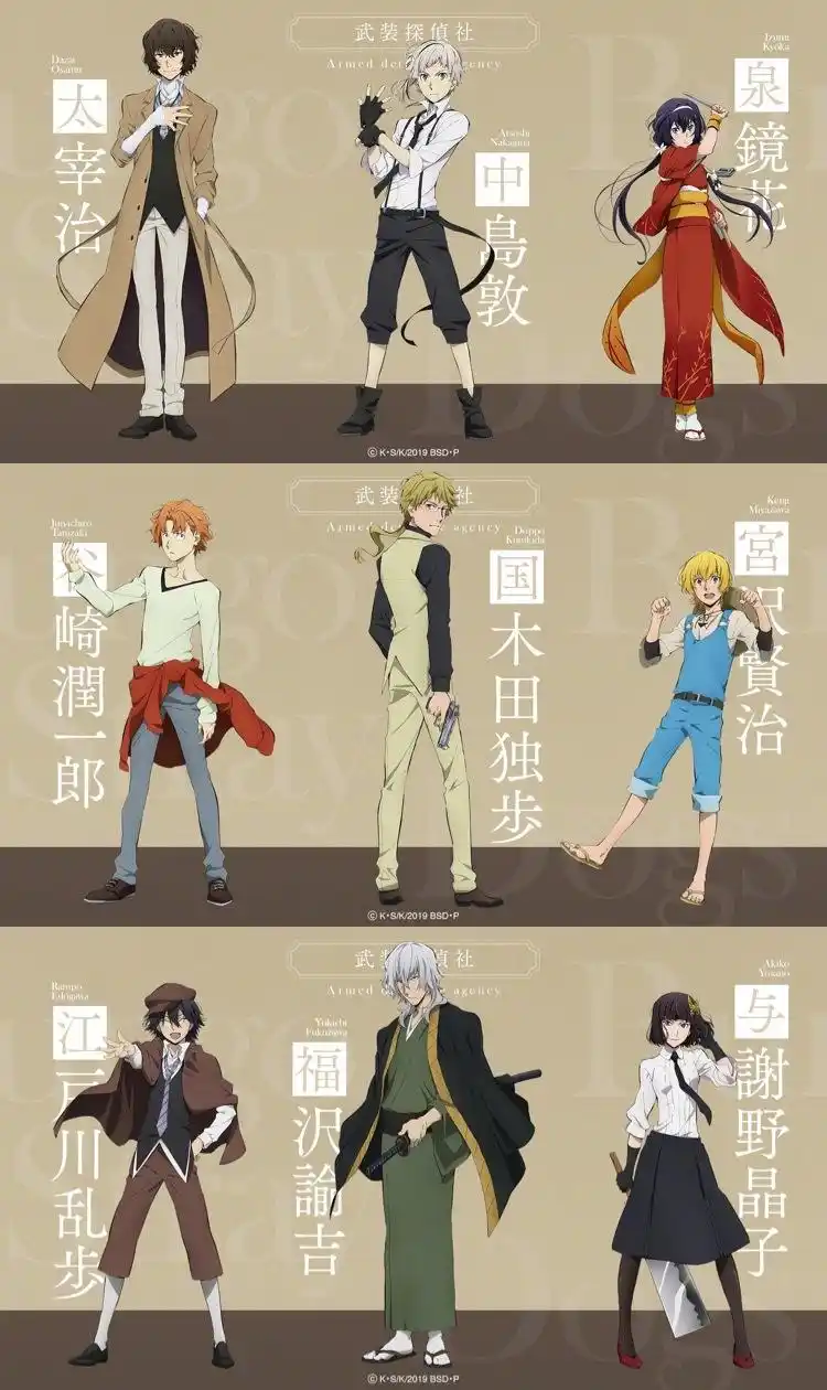 「文豪野犬」动画5周年海报,被吐槽角色"新井脸",身材五五分