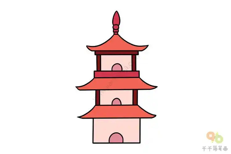 儿童简笔画高塔的画法
