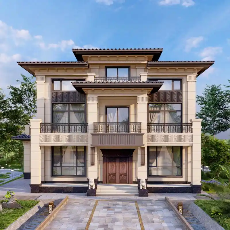 非常适合农村自建的三层中式别墅推荐,外观古色古香经典大气,功能齐全