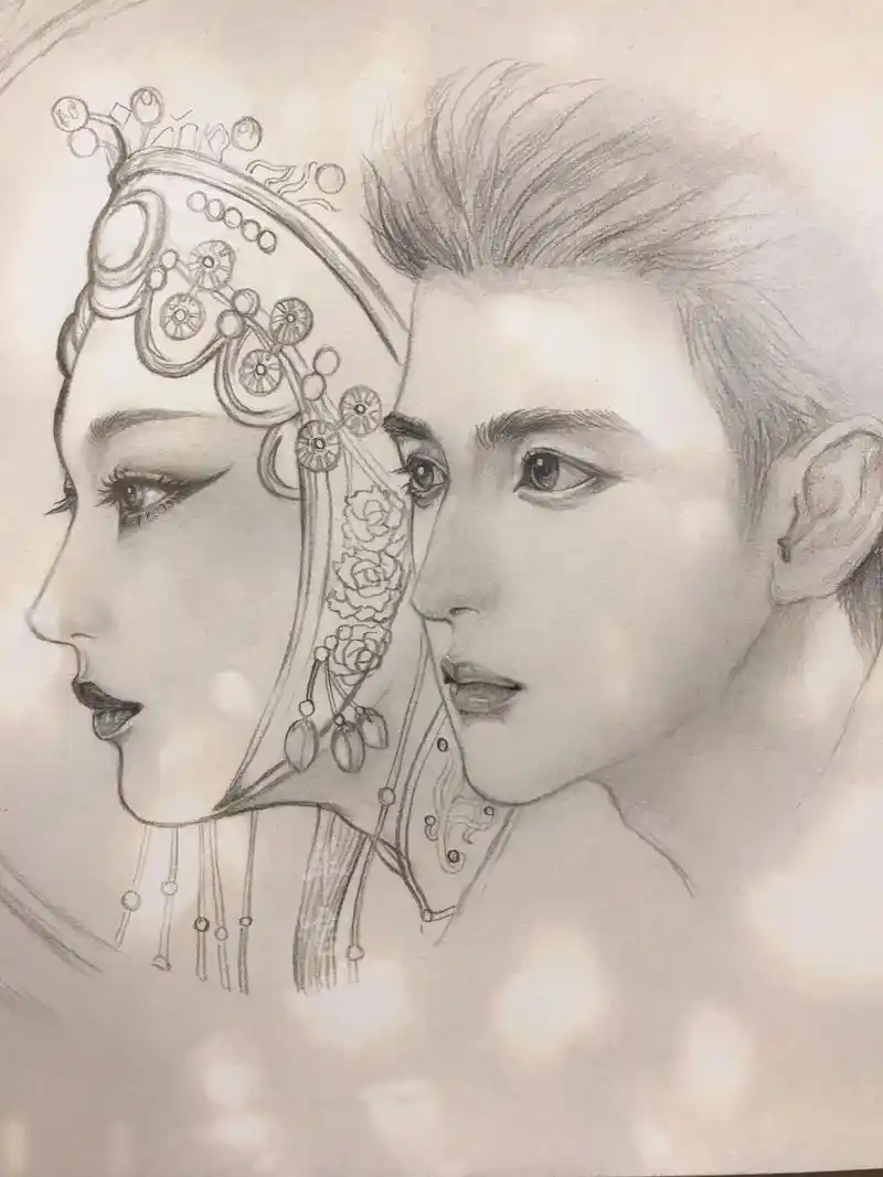 铅笔画/盗墓笔记--花爷.#古风人物绘画 #铅笔画 #线稿  - 抖音