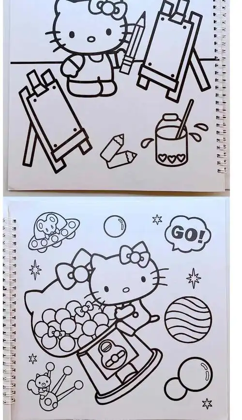 凯蒂猫hellokitty可爱小猫咪卡通女孩儿童填色本涂色本画画本书kt猫