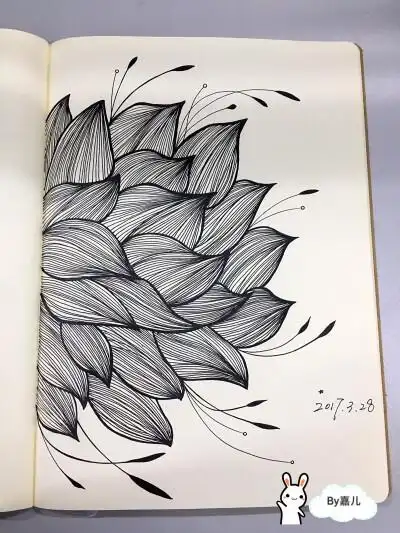 线描画,花,禅绕画,手绘,原创