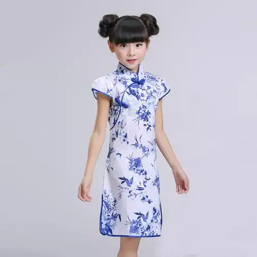 儿童民族风旗袍 六一儿童节日表演服女童公主裙大童夏季旗袍