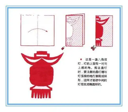 幼儿园剪纸手工制作八角宫灯百色手工窗花灯笼剪纸作品图中国风民间