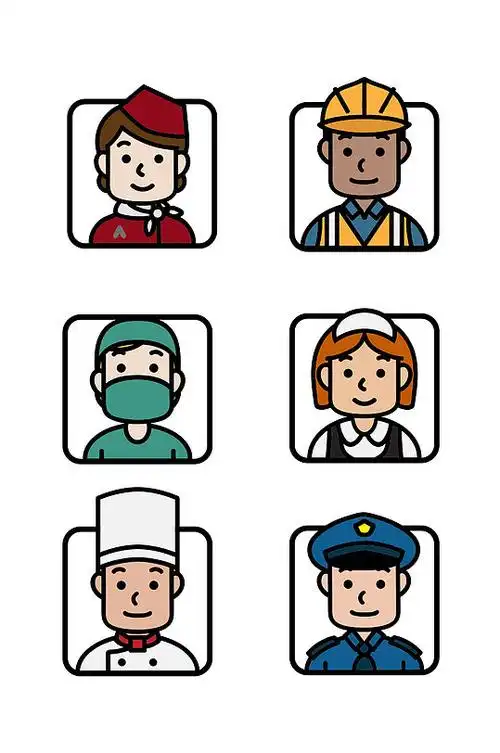 卡通职业人物头像矢量素材 五一劳动节素材元素