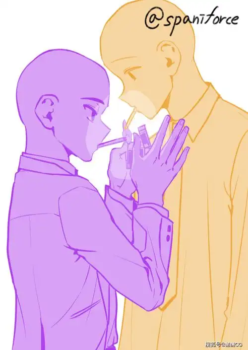 绘画素材丨双人动态姿势素材,这碗狗粮我先干为敬