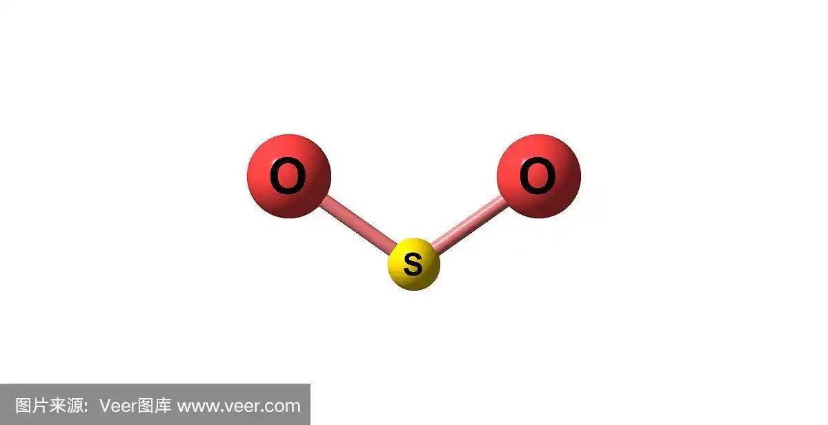 二氧化硫分子结构孤立在白色上