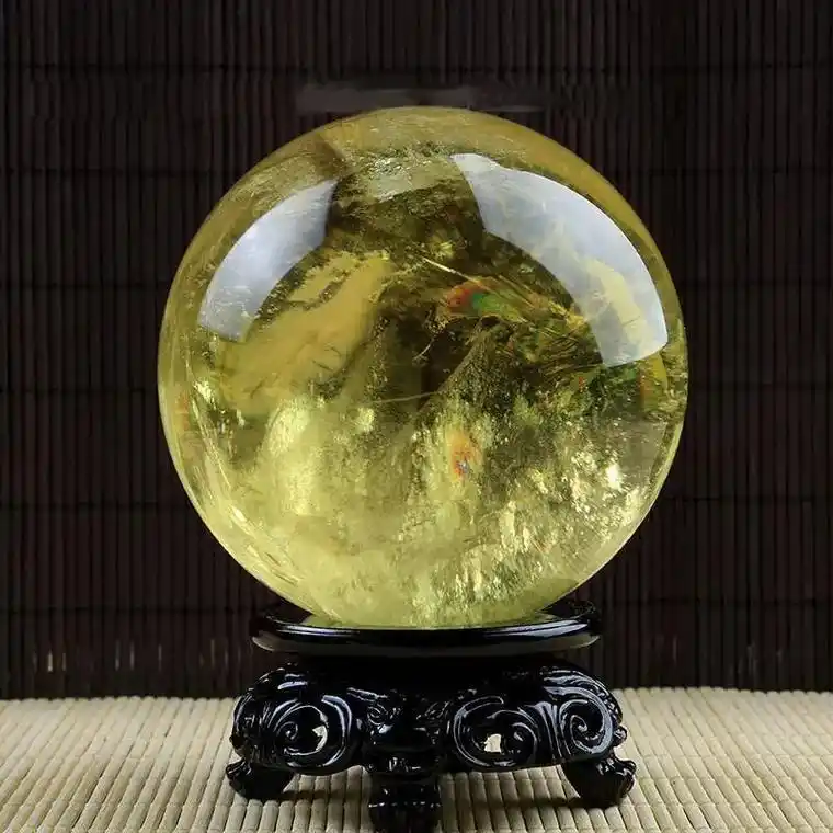 原产地天然黄水晶球摆件巴西黄水晶家居摆饰催旺加持原石打磨解压