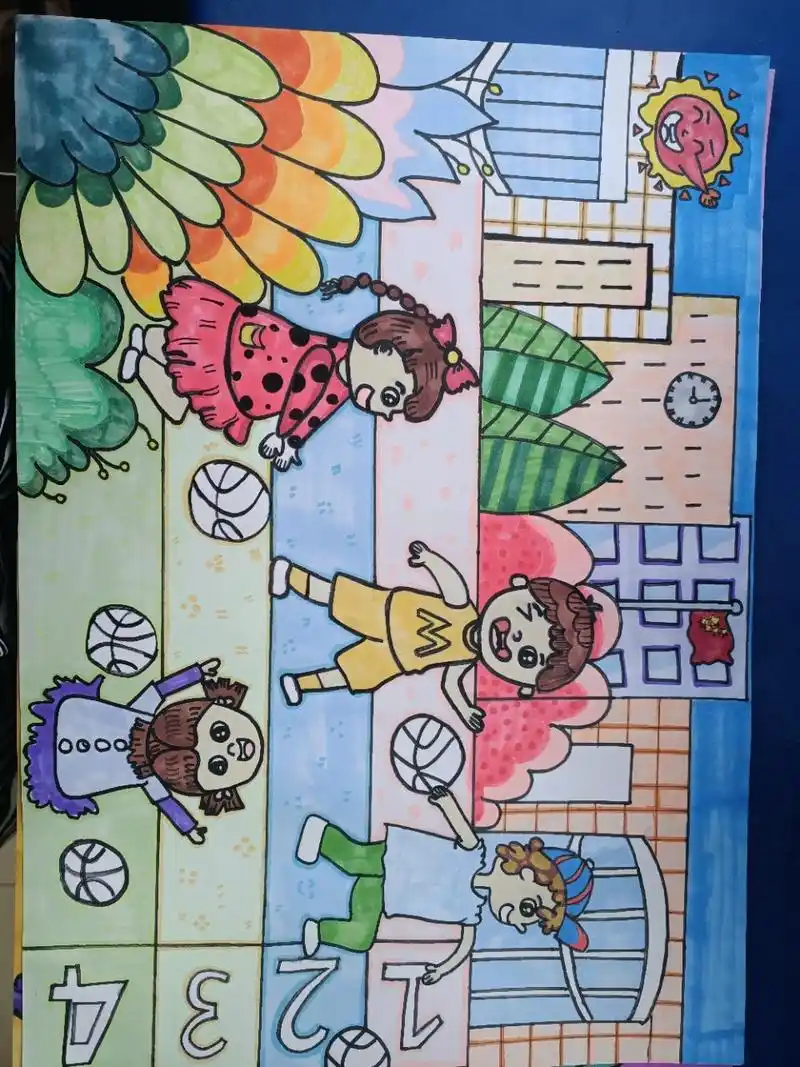 幼儿简笔画《校园一角》 幼儿简笔画《校园一角》