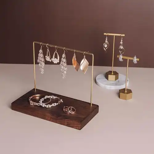 锦瑟陈列 黑胡桃木首饰挂架珠宝展示架耳钉耳环架子收纳饰品架女