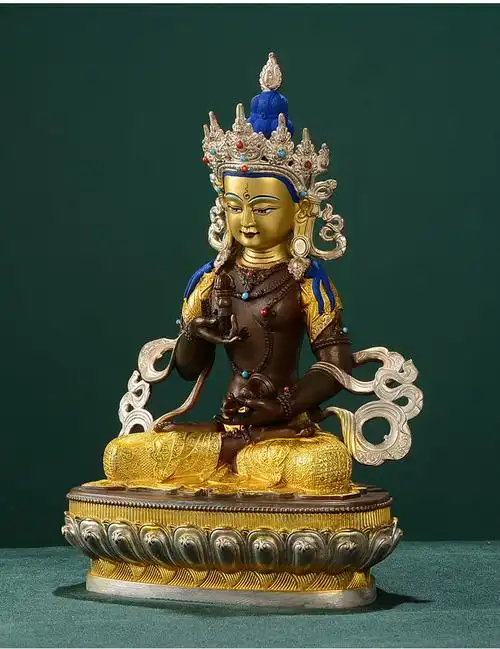 藏村金刚萨埵佛像摆件藏传佛教密宗居家佛堂玄关供奉铜鎏金鎏银佛像10