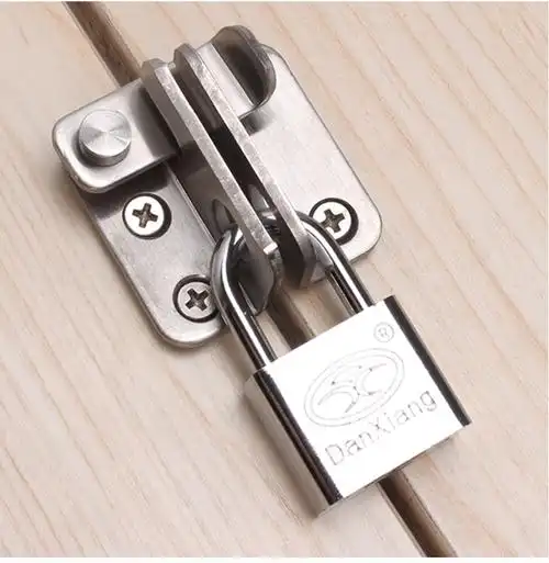 挂锁锁扣防盗门锁平开门门扣插销搭扣左右不锈钢门栓搭扣防盗扣