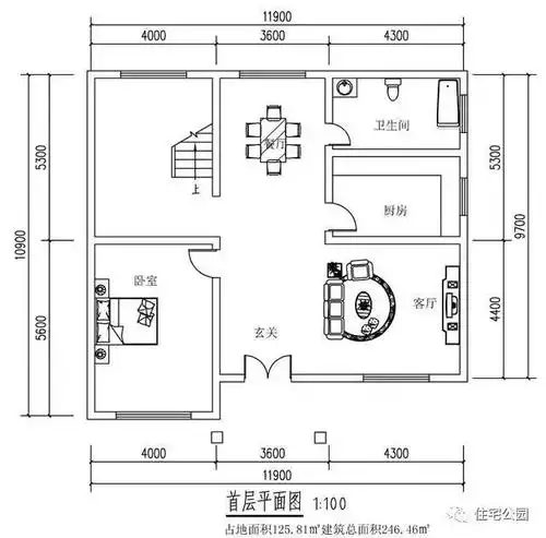 一栋农村自建别墅11x10米实拍户型24万建成