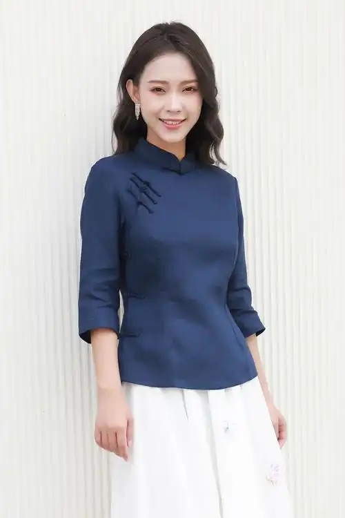 龙妙旗袍上衣亚麻民国复古文艺改良大襟斜襟盘上衣