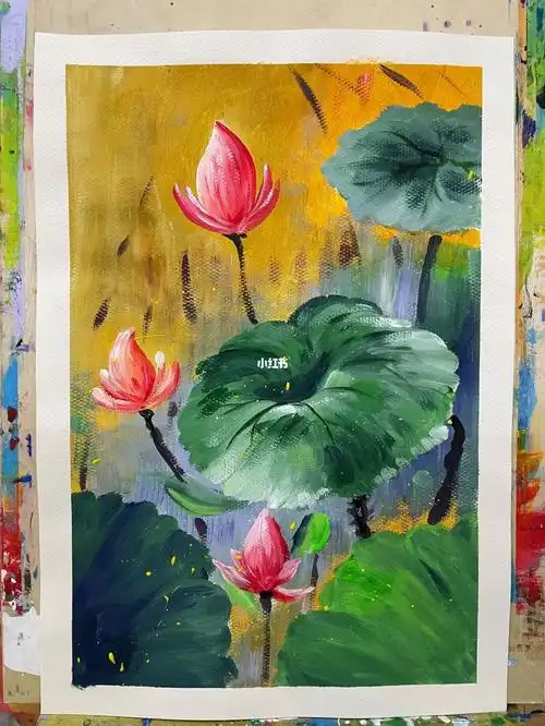 少儿水粉画夏日荷花