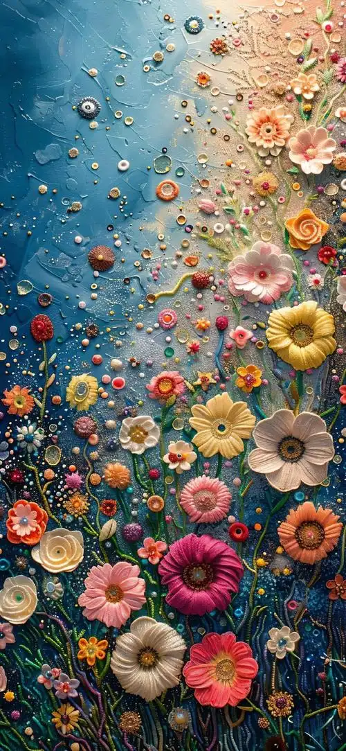 ai绘画#油画风花海壁纸 创意 花朵 15pm尺寸#高清壁纸图片