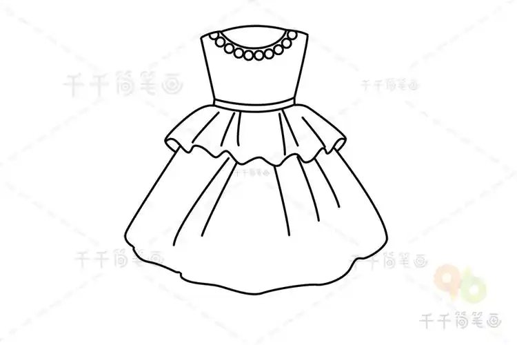 公主裙简笔画简单漂亮