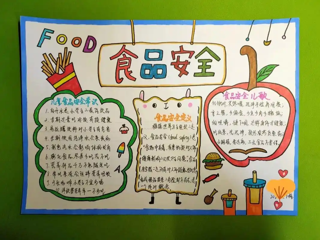 食品安全手抄报  手抄报 一年级时的手抄报,家长做
