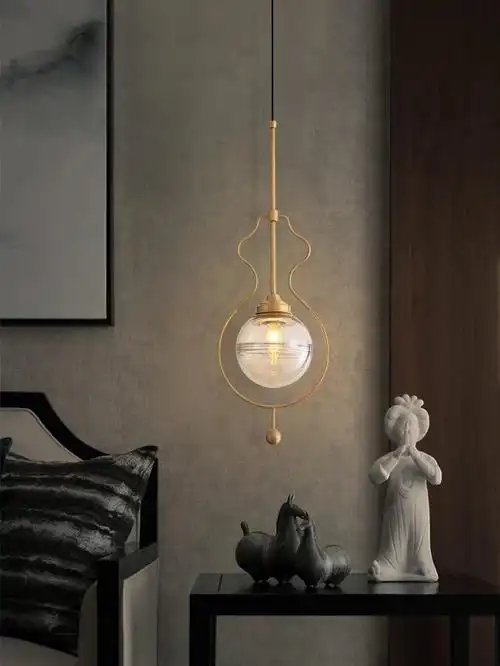 原创设计福禄全铜床头小吊灯