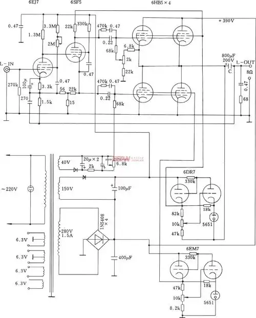 新型五极功率电子管otl功放电路